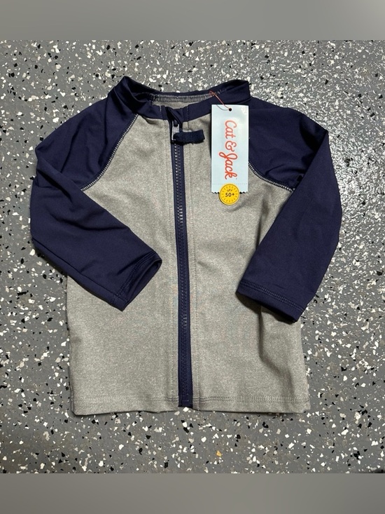 Cat & Jack Other - Cat & Jack Baby Long Sleeve Zipper Rash Guard Swim Shirt - Navy & Light Gray 18m